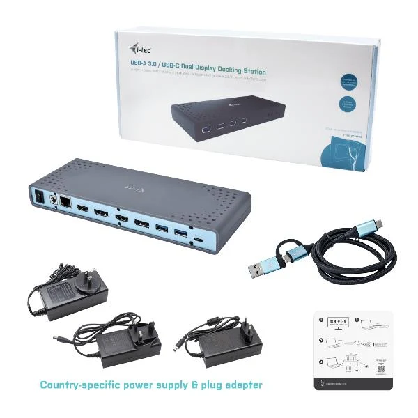 i-tec USB 3.0 / USB-C / Thunderbolt 3 Dual Display Docking Station