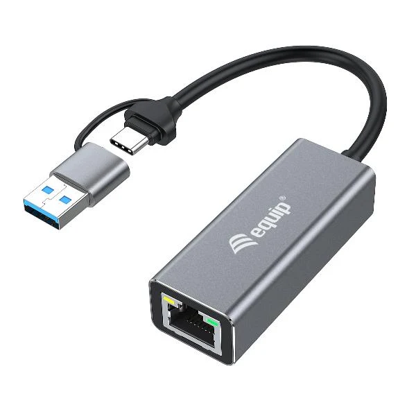 Equip Adattatore di rete da USB-C a 2,5 Gigabit Ethernet (USB-C+A)