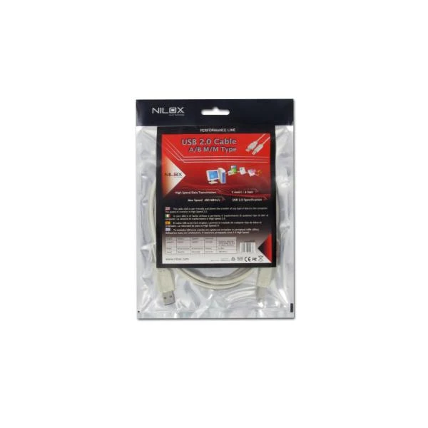 Nilox USB 2.0 A/B 4.5 m cavo USB 4,5 m USB A USB B Grigio