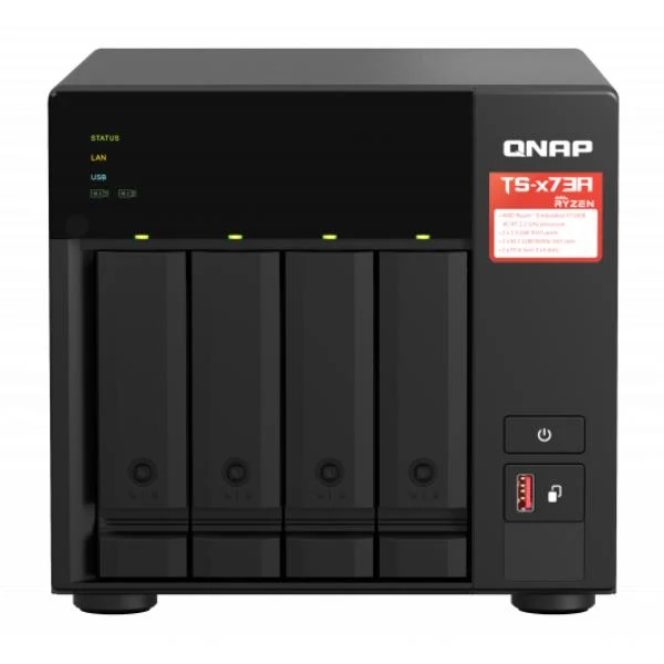 QNAP TS-473A NAS Tower Ryzen Embedded V1500B 8 GB DDR4 0 TB QNAP Turbo System Nero