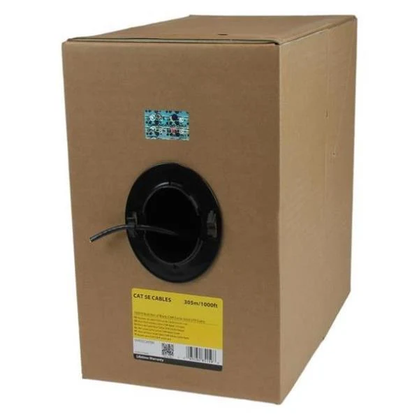 StarTech.com Matassa di cavi LAN Cat5e solidi UTP da 305 m - Bobina di rete ethernet RJ45 - Cavo Ethernet Sfuso Cetificato CMR - Nero - Conforme TAA