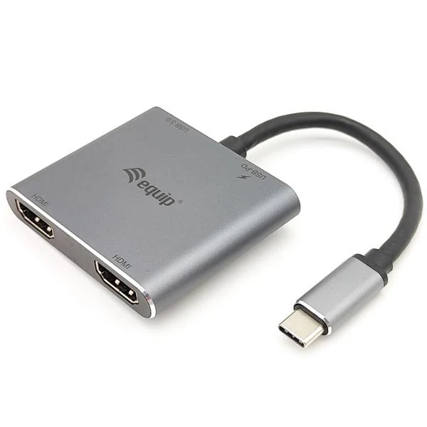 Equip Adattatore USB-C 4 in 1 con doppio HDMI, USB 3.0, 100W USB PD