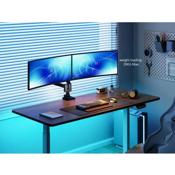 Equip Staffa di montaggio da scrivania per doppio monitor per uso intensivo da 17“-35”, nero
