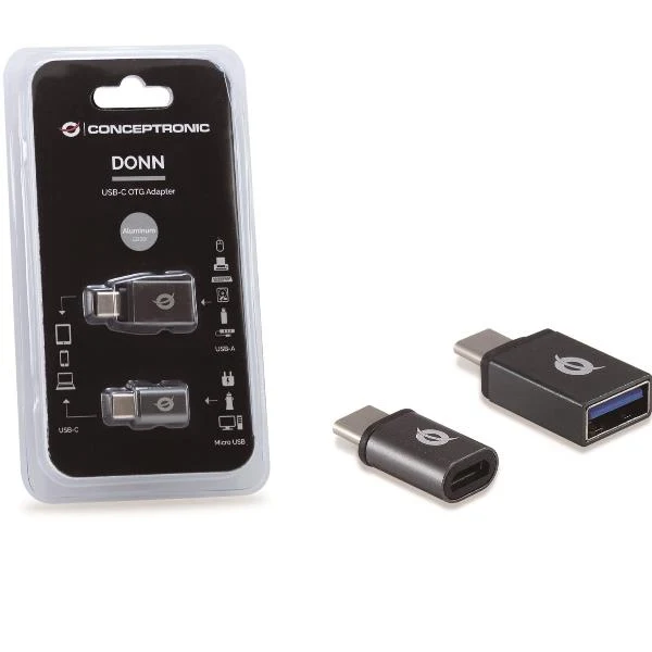 Conceptronic DONN04G adattatore per inversione del genere dei cavi USB 3.1 Gen 1 Type-C, USB 2.0 Type-C USB 3.1 Gen 1 Type-A, USB 2.0 Micro Nero