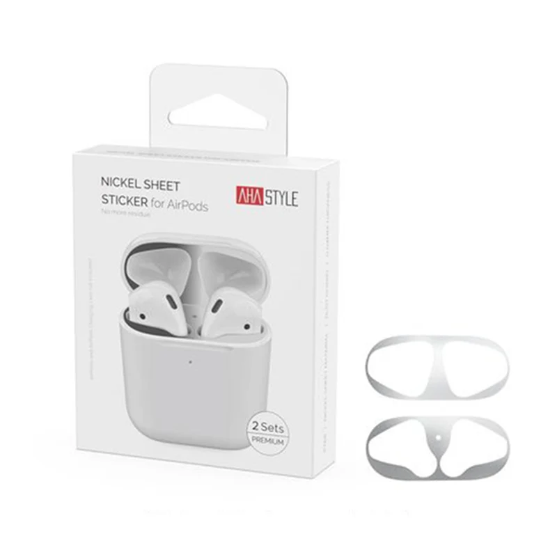 AhaStyle - Nickel Sheet Sticker For AirPod ( 2 Sets ) - Silver