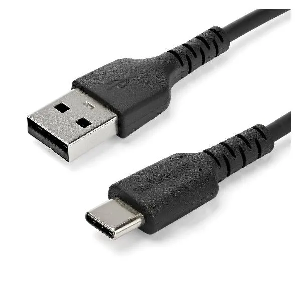 StarTech.com Cavo di Ricarica USB-A a USB-C da 1m - Resistente cavetto USB-C di Ricarica Veloce e Sync da USB 2.0 a USB Type C 3A - Rivestimento in TPE e Fibra Aramidica M/M Nero - Samsung S10, Ipad Pro, Pixel