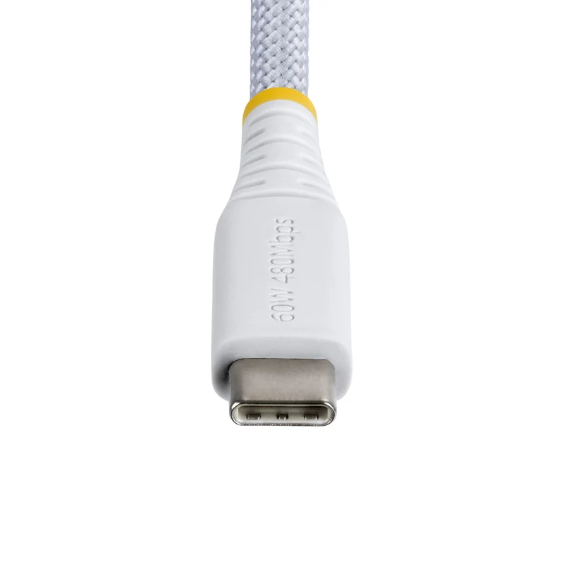 StarTech.com Cavo USB-C da 30cm, 60W (3A) PD, Guaina con Doppio Strato in Nylon Intrecciato, Robusto Cavetto USB 2.0 in TPE per la Ricarica del Laptop, Bianco