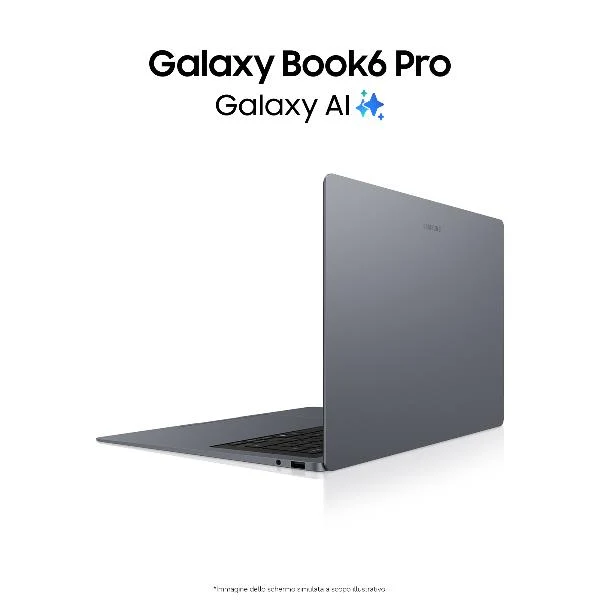 Samsung Galaxy Book6 Pro Copilot+ PC Intel Core Ultra 7 356H Computer portatile 35,6 cm (14") Touch screen WQXGA+ 32 GB LPDDR5x-SDRAM 512 GB SSD Wi-Fi 7 (802.11be) Windows 11 Pro Grigio