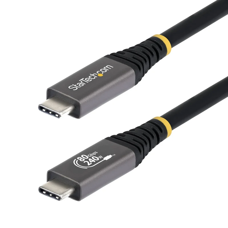 StarTech.com Cavo USB4 da 50cm, Cavo USB-C Certificato USB-IF, 80Gbps, PD240W, 8K120Hz / 4K240Hz DP2.1 DP80, Cavetto Tipo-C Compatibile Thunderbolt 4