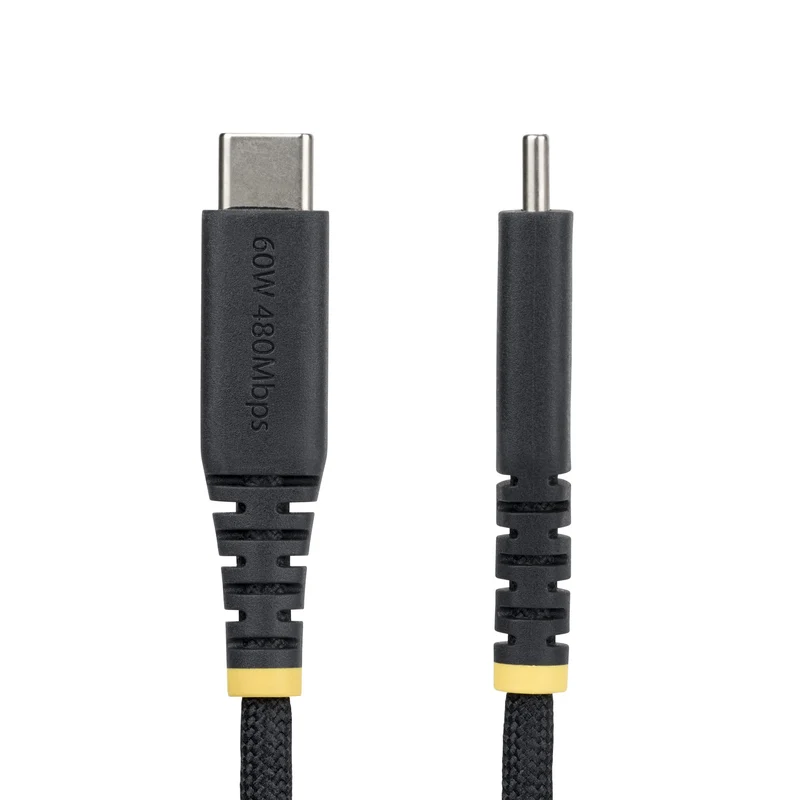 StarTech.com Cavo di Ricarica USB-C da 1m, 60W (3A) PD, Guaina con Doppio Strato Intrecciato in Nylon/TPE, Robusto Cavetto USB 2.0 per la Ricarica di Laptop