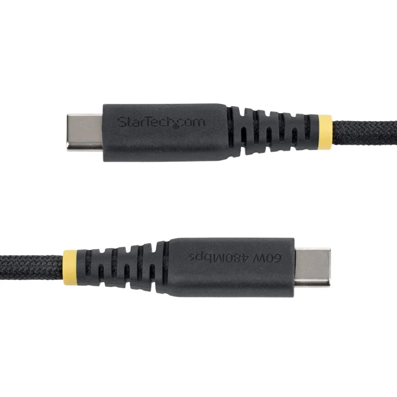 StarTech.com Cavo di Ricarica USB-C da 1m, 60W (3A) PD, Guaina con Doppio Strato Intrecciato in Nylon/TPE, Robusto Cavetto USB 2.0 per la Ricarica di Laptop