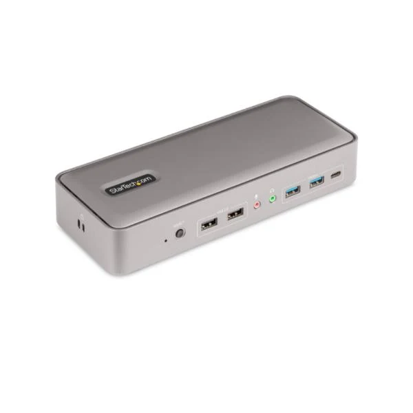 StarTech.com KVM Docking Station USB-C per due laptop, docking station DisplayPort a doppio monitor 4K 60 Hz, hub USB a 5 porte, GbE, Dock KVM con alimentazione a 90W/45W per due laptop, Windows/Mac
