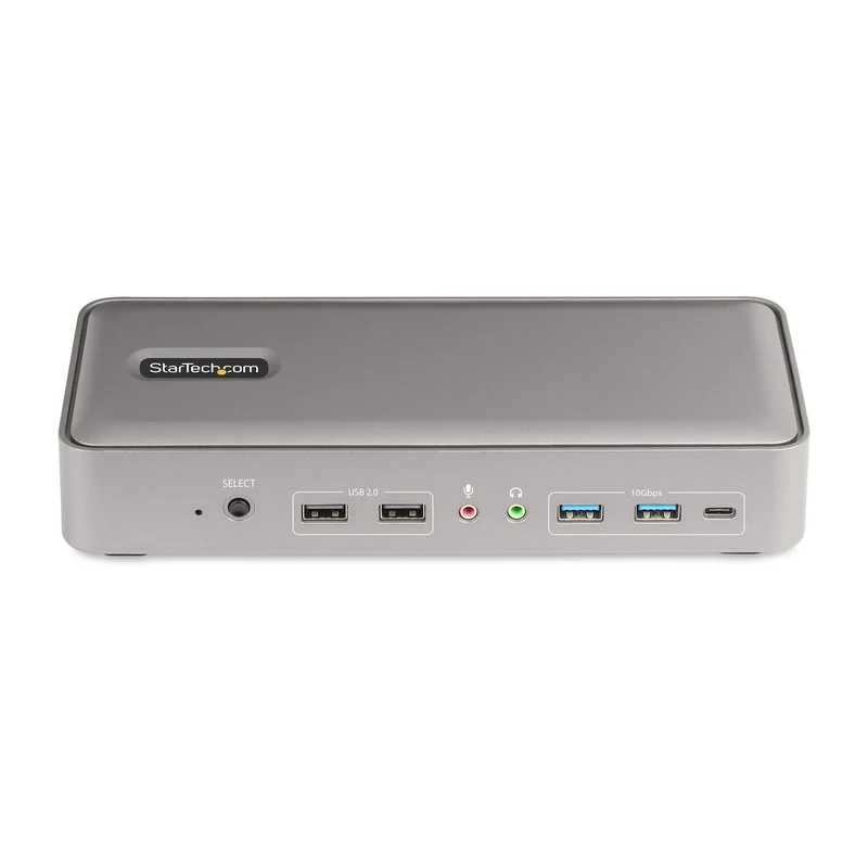 StarTech.com KVM Docking Station USB-C per due laptop, docking station DisplayPort a doppio monitor 4K 60 Hz, hub USB a 5 porte, GbE, Dock KVM con alimentazione a 90W/45W per due laptop, Windows/Mac