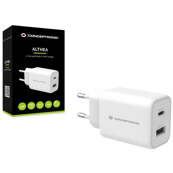 Conceptronic ALTHEA11W Caricabatterie per dispositivi mobili Universale Bianco AC Ricarica rapida Interno