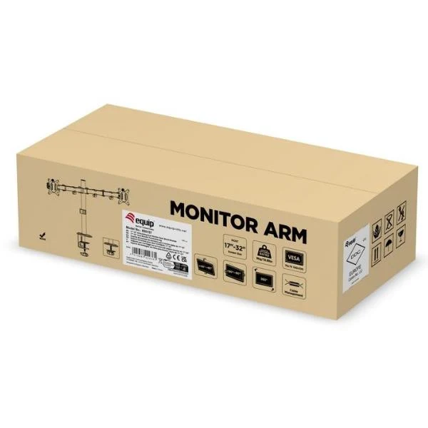 Equip Staffa di montaggio da tavolo articolata per doppio monitor da 17“-32”, nero