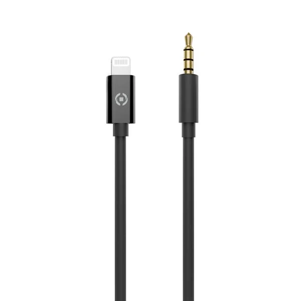 Celly USBLIGHT35MMBK cavo per cellulare Nero 1 m 3.5mm Lightning