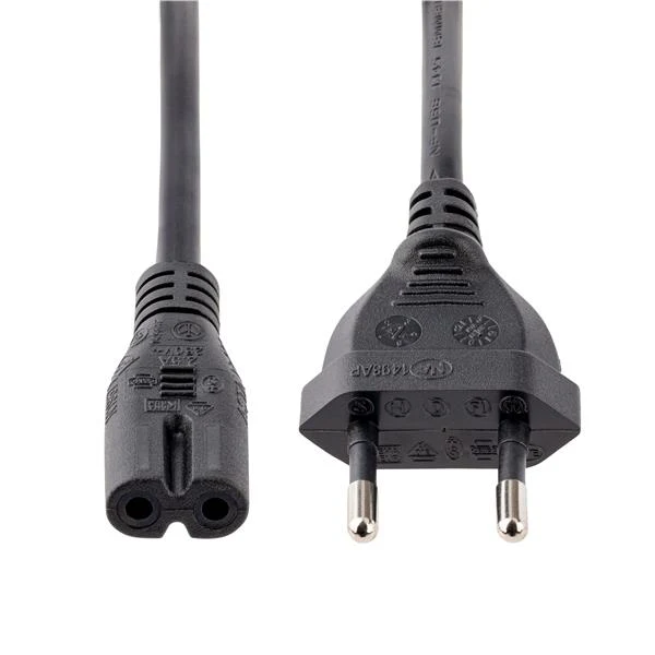 StarTech.com Cavo di Alimentazione CA da 2m, Spina EuroPlug a C7, 2.5A-250V, 18AWG, Cavo Elettrico di Ricambio con spina italiana per Notebook / Stampanti/Monitor/Laptop, Cavo alimentazione bipolare