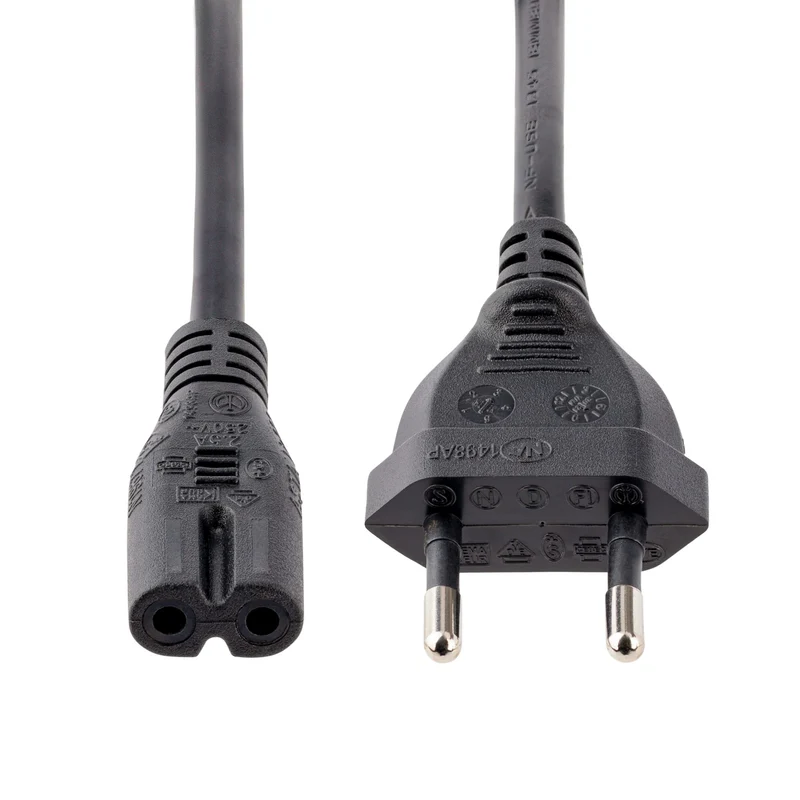 StarTech.com Cavo di Alimentazione CA da 2m, Spina EuroPlug a C7, 2.5A-250V, 18AWG, Cavo Elettrico di Ricambio con spina italiana per Notebook / Stampanti/Monitor/Laptop, Cavo alimentazione bipolare