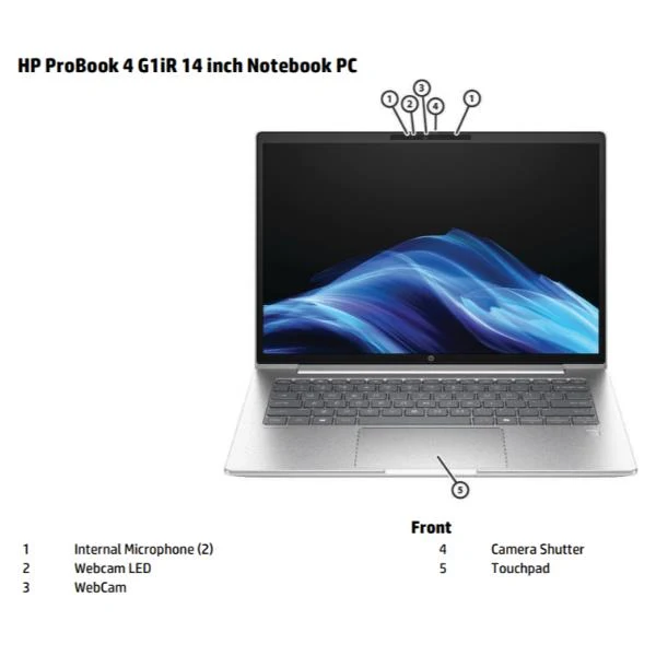 HP ProBook 4 G1iR Intel Core 7 150U Computer portatile 35,6 cm (14") WUXGA 16 GB DDR5-SDRAM 512 GB SSD Wi-Fi 6E (802.11ax) Windows 11 Pro Argento