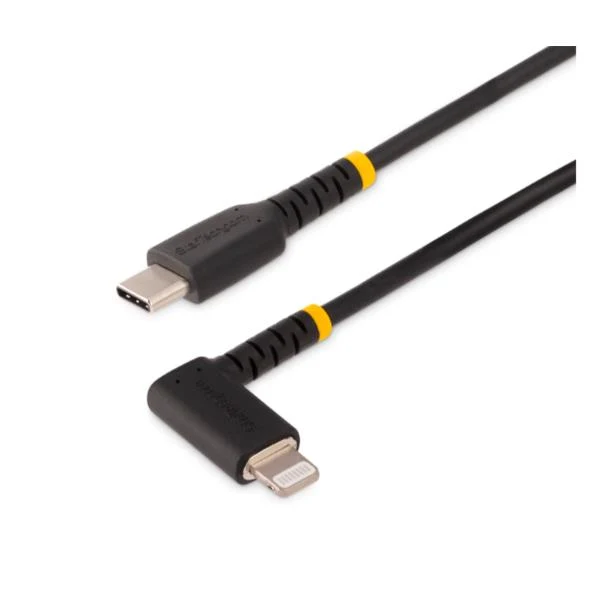 StarTech.com Cavo USB-C a Lightning da 1 m - Cavo di ricarica/sincronizzazione da USB Tipo-C a Lightning in fibra aramidica resistente con angolo a 90 gradi - Certificato Apple MFi - Cavo ricarica iPhone robusto