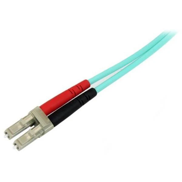 StarTech.com Cavo in fibra ottica multimodale da LC/UPC a LC/UPC OM4 da 2 m - Fibra LOMMF/VCSEL Zipcord da 50/125 µm, Reti 100G - Bassa perdita di inserzione - Cavo patch in fibra LSZH - Turchese