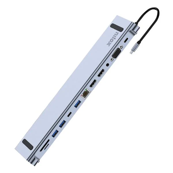 Nilox NXDSUSBC07 replicatore di porte e docking station per laptop Dock Grigio