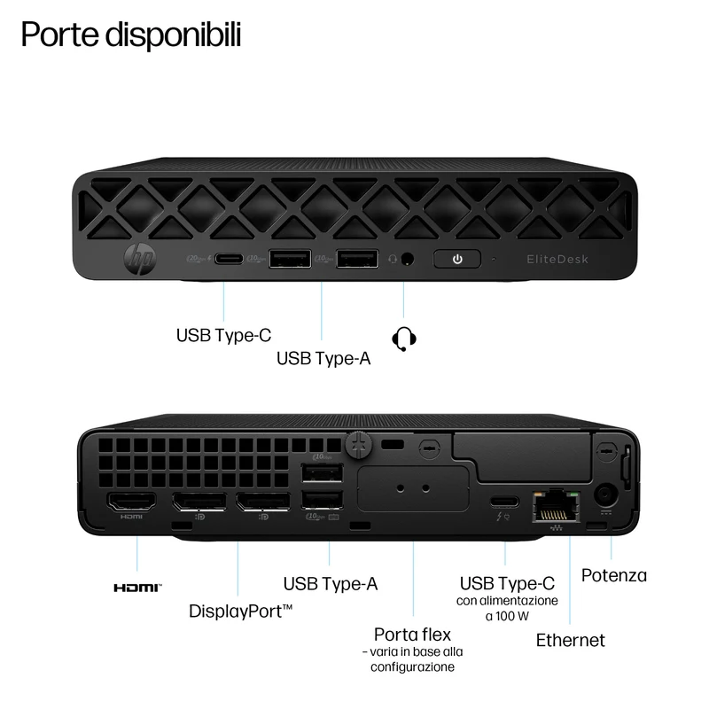 HP EliteDesk 8 Mini G1i AI Wolf Pro Security Edition Intel Core Ultra 7 265T 16 GB DDR5-SDRAM 512 GB SSD Windows 11 Pro Mini PC AI PC Nero