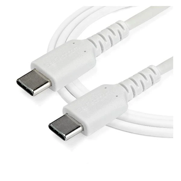 StarTech.com Cavo di Ricarica USB-C da 1m - Resistente Cavetto USB-C di Ricarica Veloce e Sync da USB 2.0 a USB Type C - Rivestimento in TPE e Fibra Aramidica M/M 60W Bianco, Samsung S10/S20/Ipad Pro/MS Surface