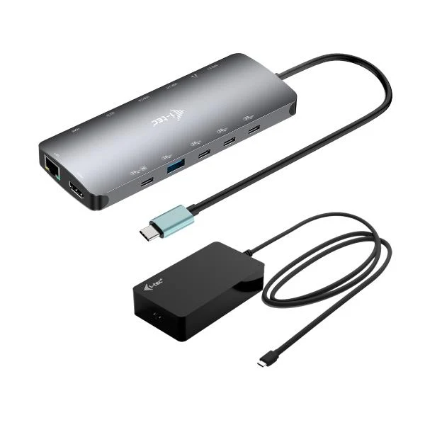 i-tec Metal USB-C Nano 3x Display Dock, 2x HDMI 1x USB-C video with Power Delivery 140W + Universal Charger 140 W