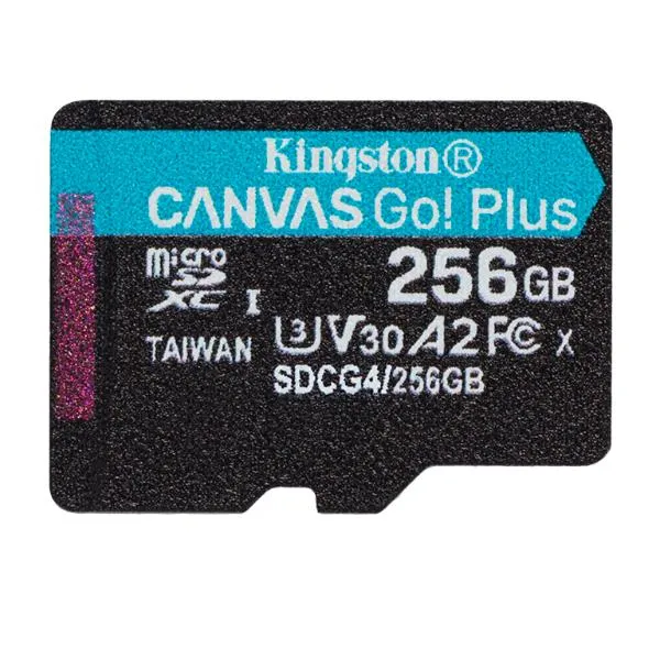 Kingston Technology 256 GB microSDXC Canvas Go Plus Gen4 200R A2 U3 Confezione singola senza ADP
