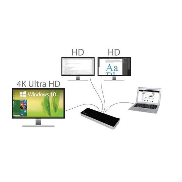 StarTech.com Docking station USB 3.0 a tre monitor - 1x HDMI - 2x DisplayPort - Dock portatile con Hub USB integrata a 5 porte e Gigabit Ethernet