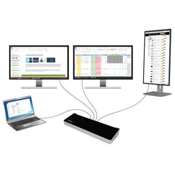 StarTech.com Docking station USB 3.0 a tre monitor - 1x HDMI - 2x DisplayPort - Dock portatile con Hub USB integrata a 5 porte e Gigabit Ethernet