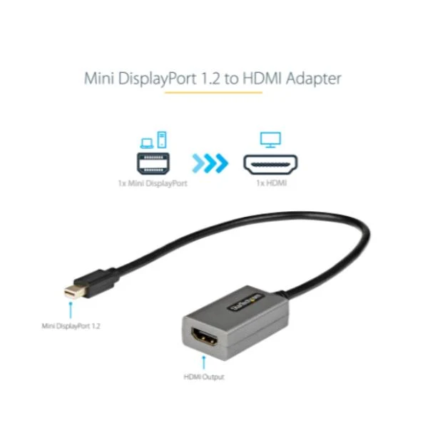 StarTech.com Adattatore Mini DisplayPort a HDMI - Dongle da mDP a HDMI - 1080p - Monitor/Display da mDP 1.2 a HDMI - Convertitore video - Cavo collegato da 30 cm - Versione aggiornata di MDP2HDMI