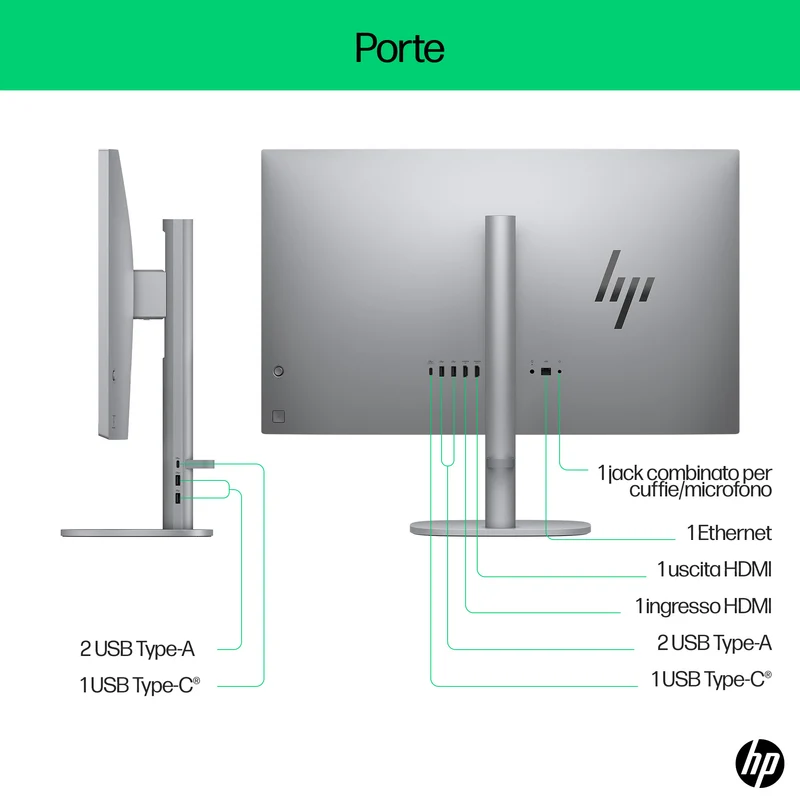 HP OmniStudio X 27-cs0006nl Intel Core Ultra 7 155H 68,6 cm (27") 1920 x 1080 Pixel PC All-in-one 16 GB DDR5-SDRAM 1 TB SSD Windows 11 Home Wi-Fi 7 (802.11be) AI PC Argento