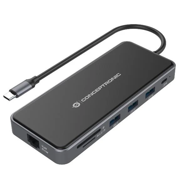 Conceptronic DONN15G replicatore di porte e docking station per laptop Cablato USB 3.2 Gen 1 (3.1 Gen 1) Type-C Grigio