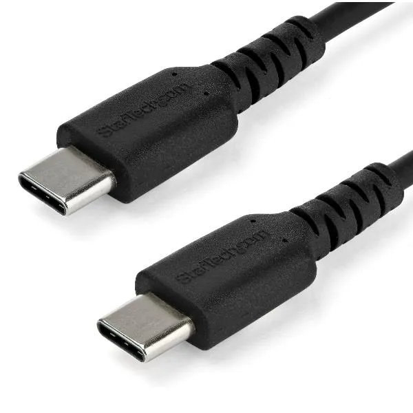 StarTech.com Cavo di Ricarica USB-C da 1m - Resistente Cavetto USB-C di Ricarica Veloce e Sync da USB 2.0 a USB Type C 60W - Rivestimento in TPE e Fibra Aramidica M/M 60W Nero, Samsung S10/S20/Ipad Pro/MS Surface