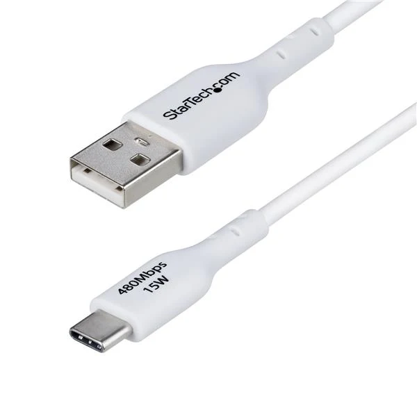 StarTech.com Cavo di ricarica da USB-A a USB-C da 1 m, carica e sincronizzazione, 3A, USB 2.0, rivestimento in TPE - Cavo di ricarica USB Bianco