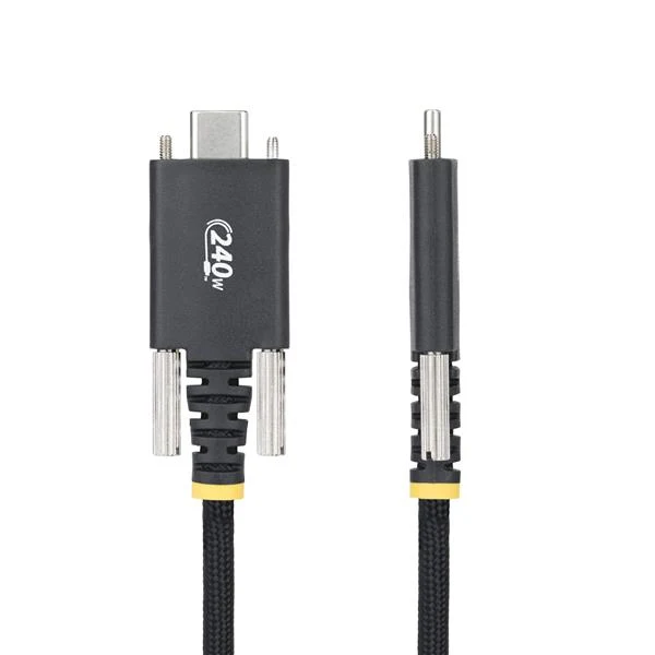 StarTech.com Cavo di Ricarica USB-C da 3 m, Chiusura a Vite Laterale, 240 W (5 A) PD EPR, Robusto e Ultra Flessibile, Cavo USB 2.0 Certificato USB-IF