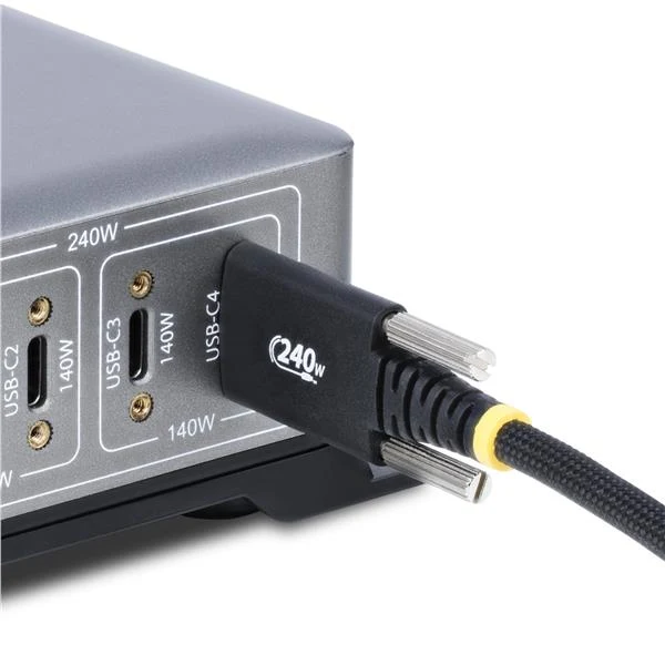StarTech.com Cavo di Ricarica USB-C da 3 m, Chiusura a Vite Laterale, 240 W (5 A) PD EPR, Robusto e Ultra Flessibile, Cavo USB 2.0 Certificato USB-IF