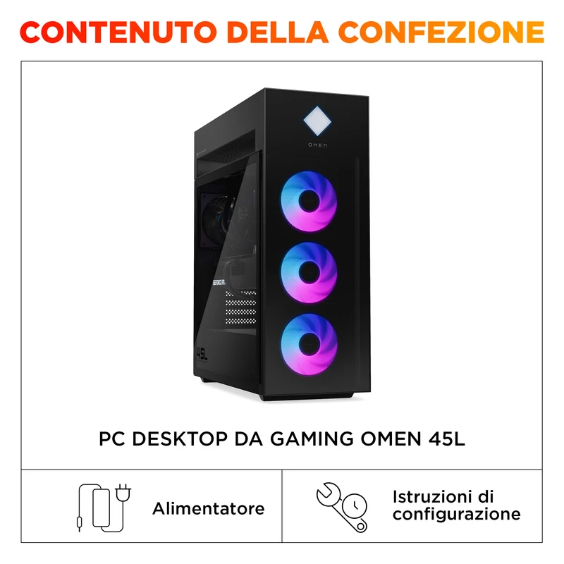 OMEN by HP 45L GT22-3015nl Intel Core Ultra 7 265K 32 GB DDR5-SDRAM 1 TB SSD NVIDIA GeForce RTX 5090 Windows 11 Home Tower PC AI PC Nero