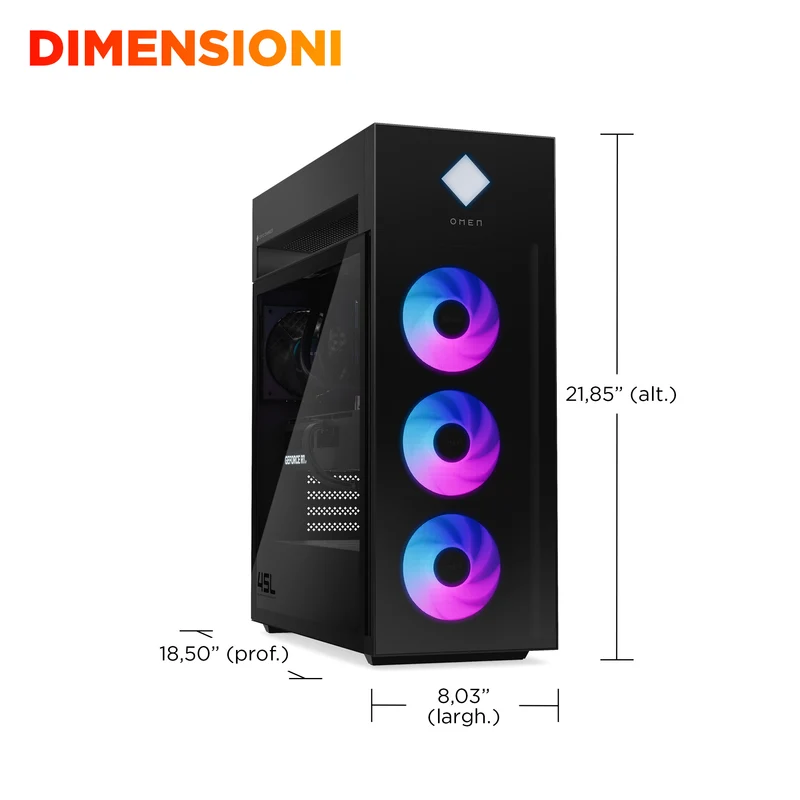 OMEN by HP 45L GT22-3015nl Intel Core Ultra 7 265K 32 GB DDR5-SDRAM 1 TB SSD NVIDIA GeForce RTX 5090 Windows 11 Home Tower PC AI PC Nero