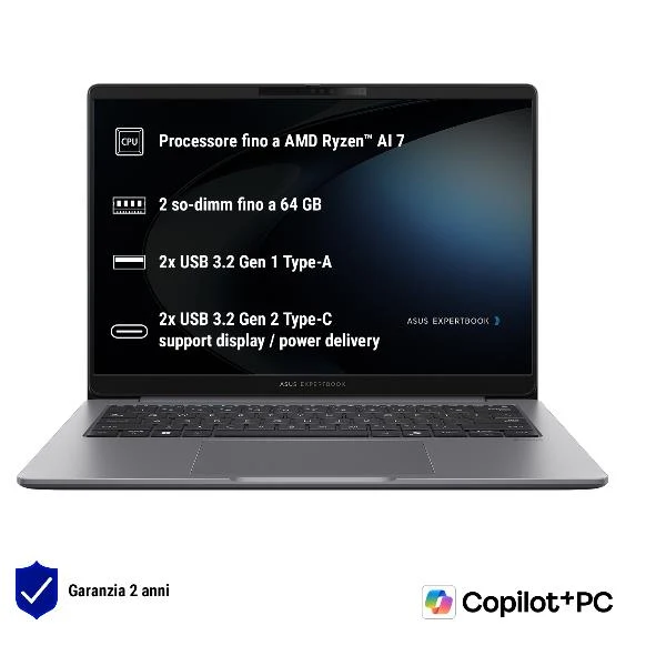 ASUS ExpertBook P3 PM3606CKA-MB0185X AMD Ryzen AI 5 330 Computer portatile 40,6 cm (16") WUXGA 16 GB DDR5-SDRAM 512 GB SSD Wi-Fi 7 (802.11be) Windows 11 Pro Grigio
