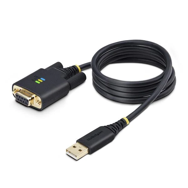 StarTech.com Cavo da USB a Seriale Null Modem da 1m, Adattatore USB a RS232, Viti/Dadi DB9 intercambiabili, ritenzione COM, FTDI, Protezione ESD di livello 4, Windows/macOS/ChromeOS/Linux, Struttura robusta in TPE