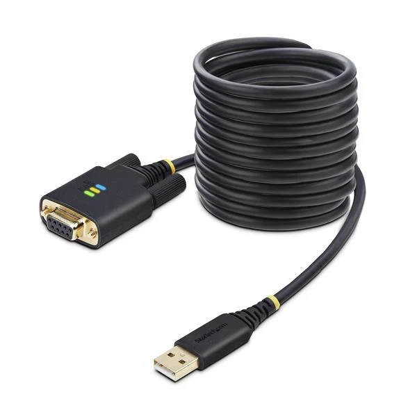 StarTech.com Cavo USB a Seriale Null Modem da 3 m, Adattatore USB a RS232, Viti/Dadi DB9 intercambiabili, ritenzione COM, FTDI, Protezione ESD di livello 4, Windows/macOS/ChromeOS/Linux - Struttura robusta in TPE