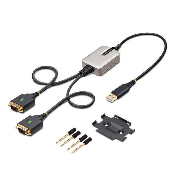 StarTech.com Cavo da USB a seriale a 2 porte da 60 cm, Viti/dadi DB9 intercambiabili, ritenzione COM, USB-A a DB9 RS232, FTDI, protezione ESD di livello 4, Windows/macOS/ChromeOS/Linux - Struttura robusta in TPE