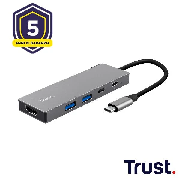 Trust 26062 hub di interfaccia USB tipo-C Grigio