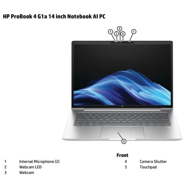 HP ProBook 4 G1ah 14 inch Notebook PC AMD Ryzen™ 5 220 Computer portatile 35,6 cm (14") WUXGA 16 GB DDR5-SDRAM 512 GB SSD Wi-Fi 6E (802.11ax) Windows 11 Pro Argento