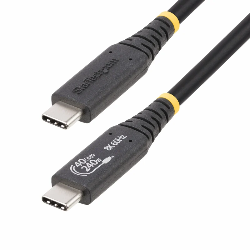 StarTech.com Cavo USB4 da 50cm, cavo USB-C certificato USB-IF, 40 Gbps, 240W PD 3.1 EPR, 8K 60Hz, cavo di trasferimento dati USB Type-C, compatibile con porte TB/USB 3.2