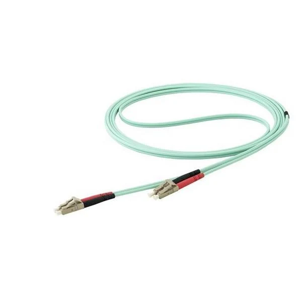 StarTech.com Cavo in fibra ottica multimodale da LC/UPC a LC/UPC OM4 da 7 m - Fibra LOMMF/VCSEL Zipcord da 50/125 µm, Reti 100G - Bassa perdita di inserzione - Cavo patch in fibra LSZH - Turchese