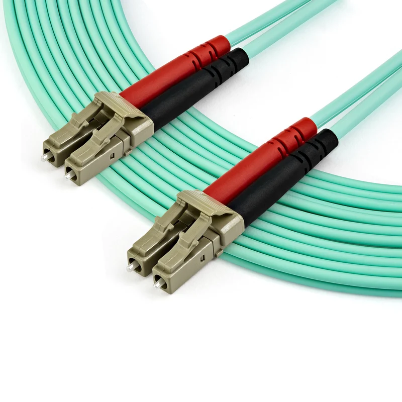 StarTech.com Cavo in fibra ottica multimodale da LC/UPC a LC/UPC OM4 da 7 m - Fibra LOMMF/VCSEL Zipcord da 50/125 µm, Reti 100G - Bassa perdita di inserzione - Cavo patch in fibra LSZH - Turchese